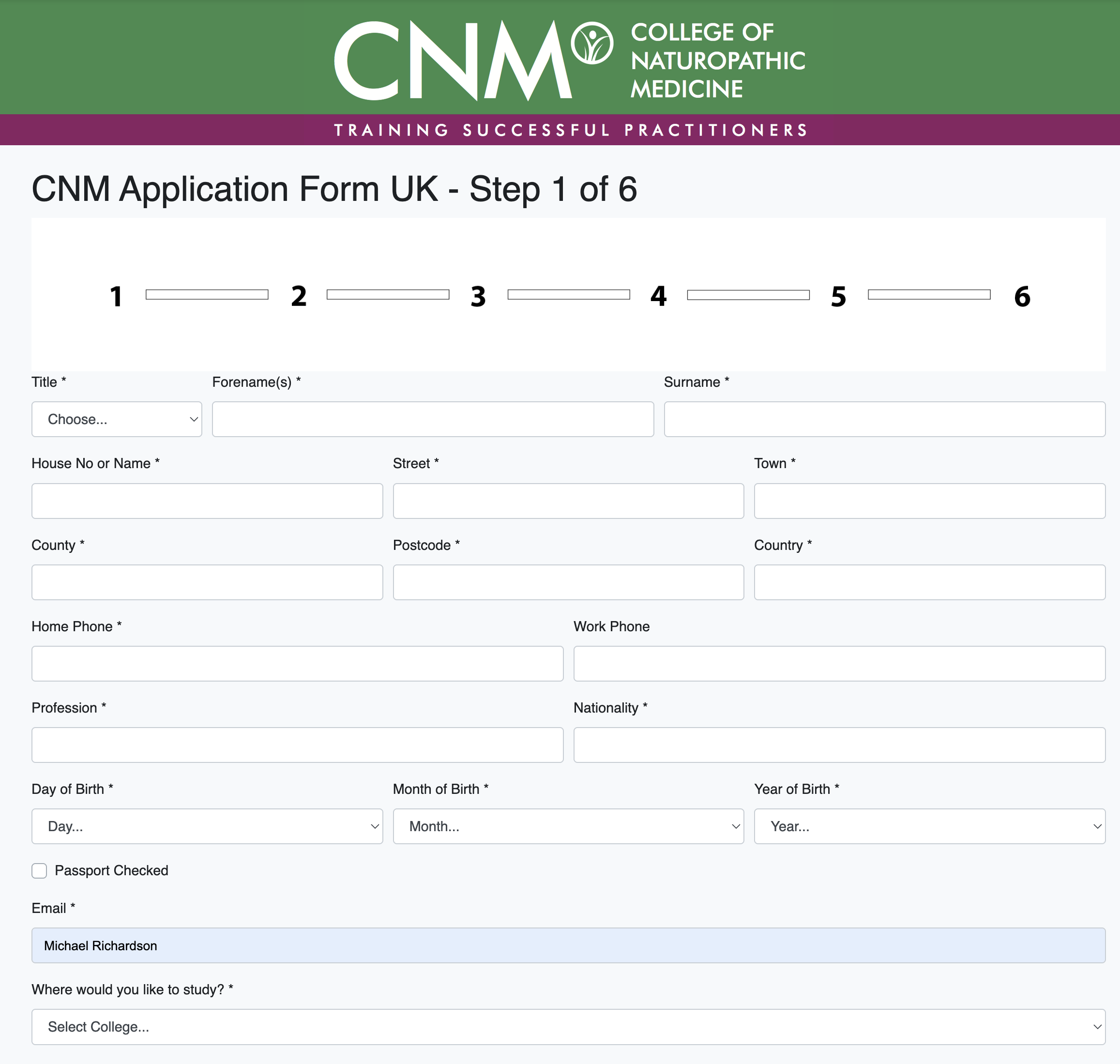 CNM Enrolment Form