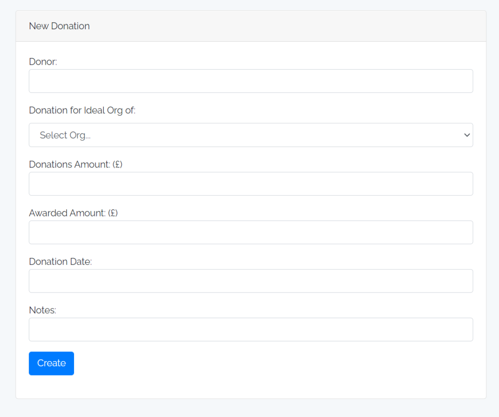 Donation Tracking - Data Entry